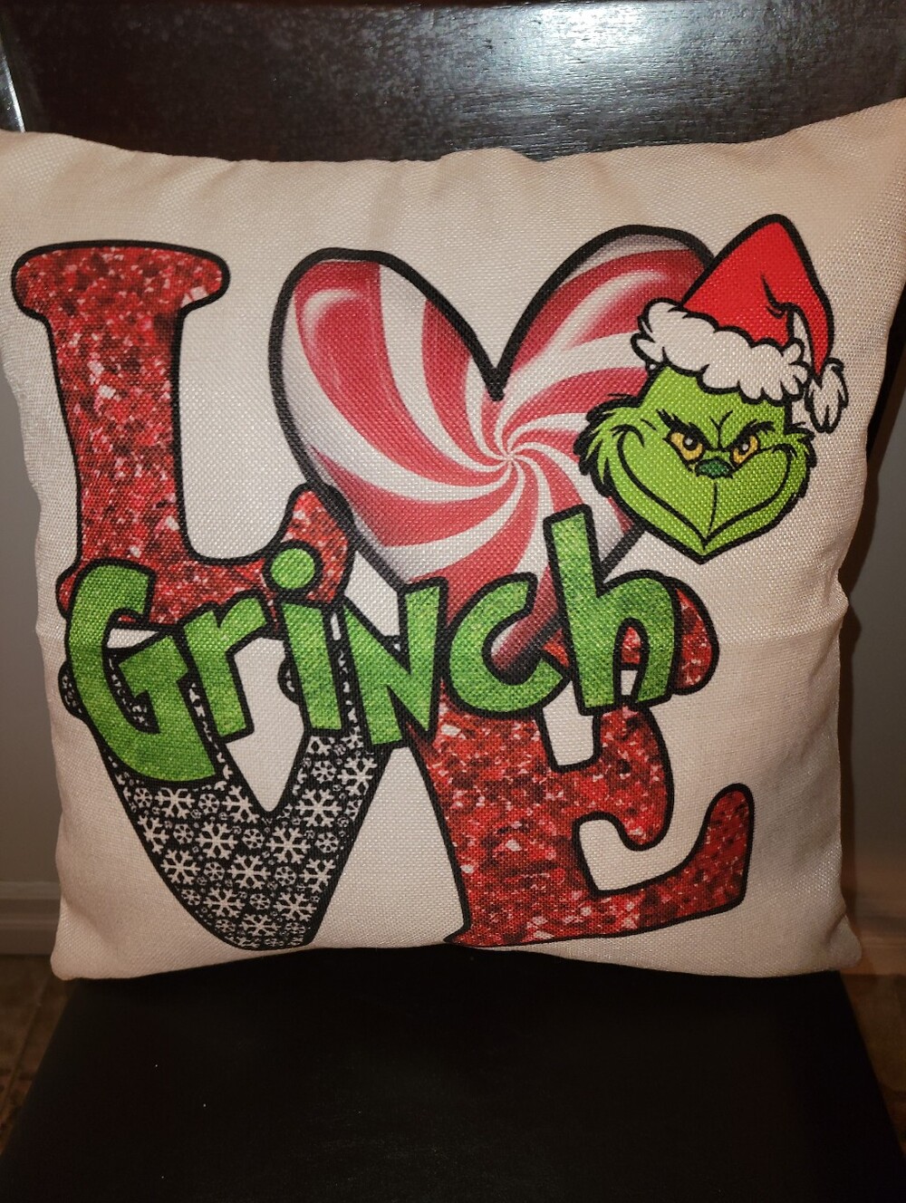 Holiday Grinch Decorative Throw Pillow - Green/Red NEW